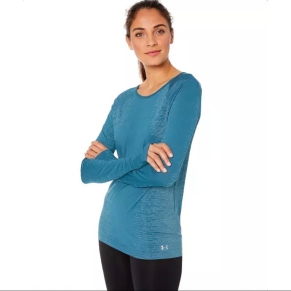 Under Armour Women's Teal Vanish Seamless Long Sleeve Top Sweat Wicking Size M - Picture 11 of 11